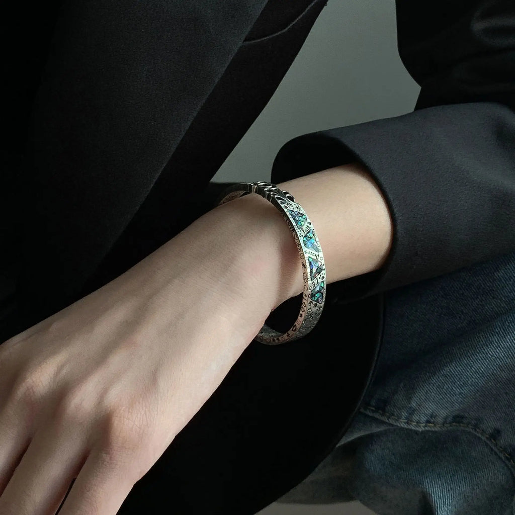 Geometric Graffiti Cuff Bracelet For Women Punk Fashion Jewelry Gift Bracelet