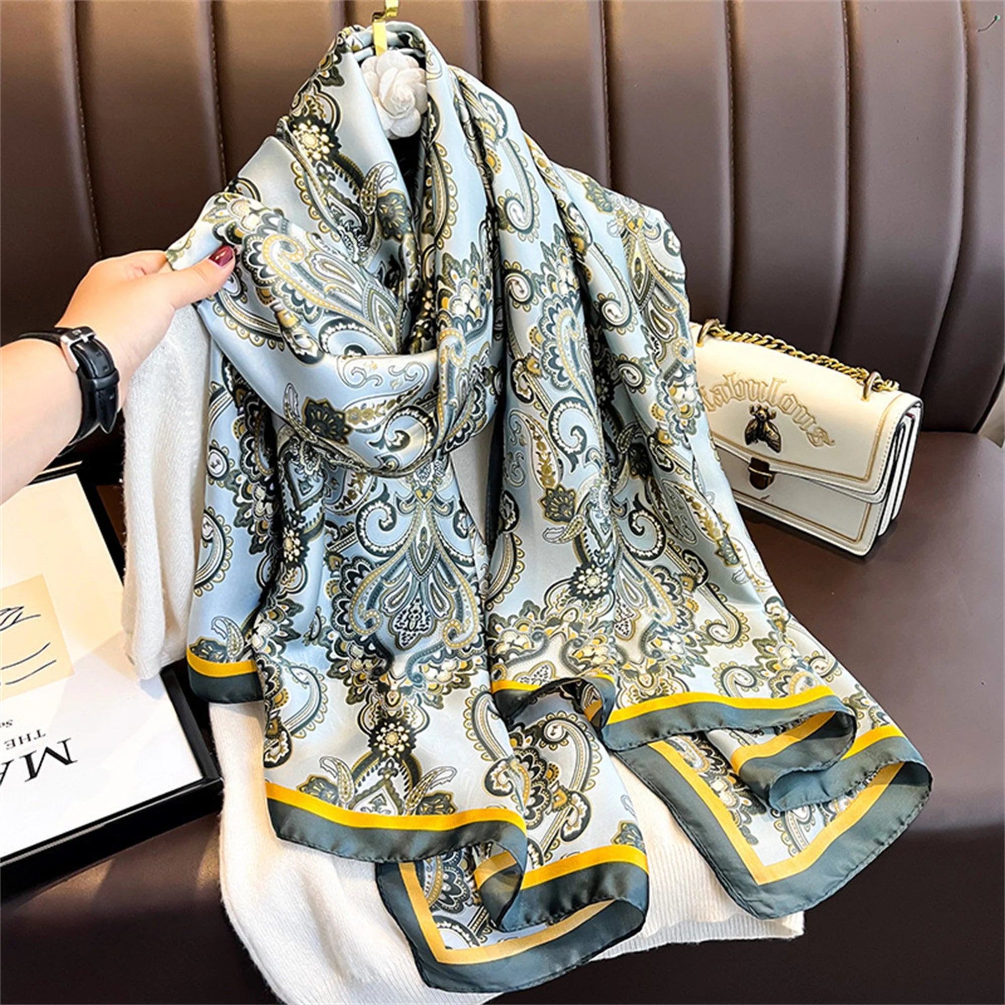180*90cm Luxury Brand Women Scarf Summer Silk Shawl Lady Wrap Soft Design