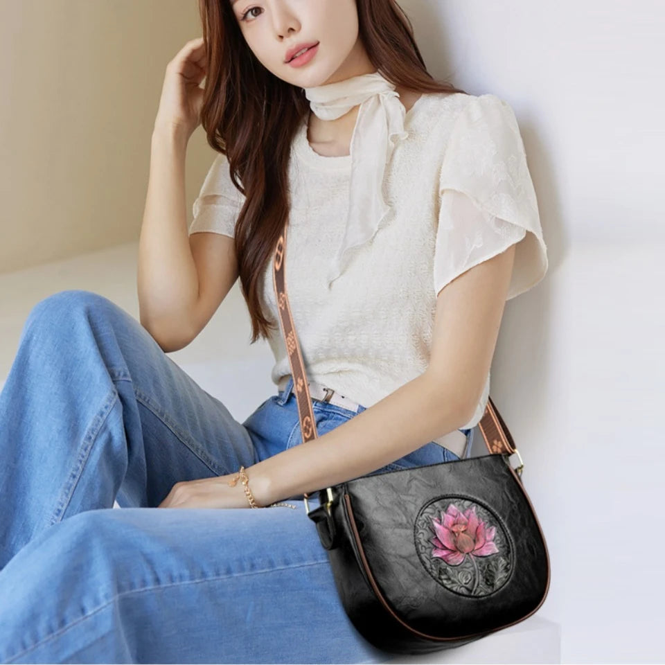 Flower Luxury Handbag Women Bags Designer Leather Shoulder Messenger Crossbody