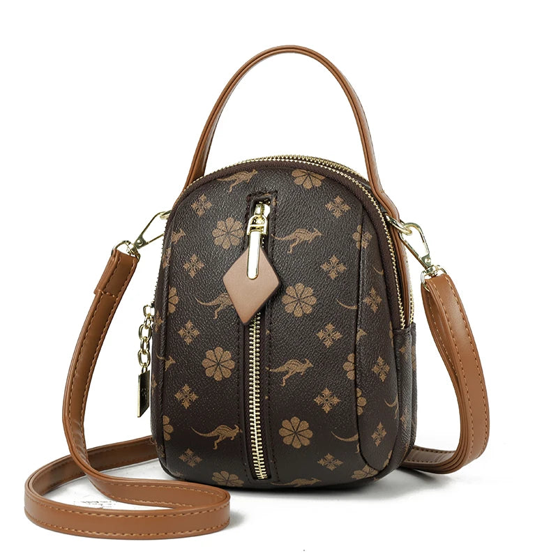 Printed Leather Small Shoulder Phone Bag Crossbody Bag