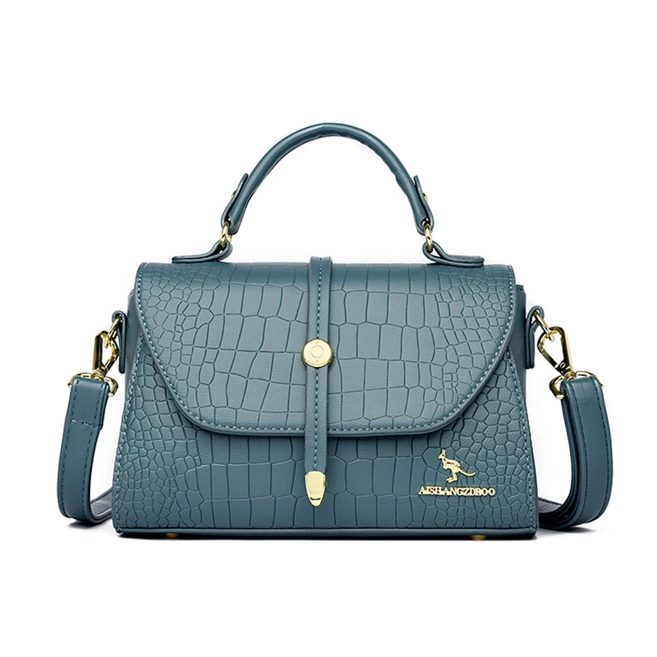 Crocodile Pattern Leather Crossbody Bag Shoulder Messenger Sac