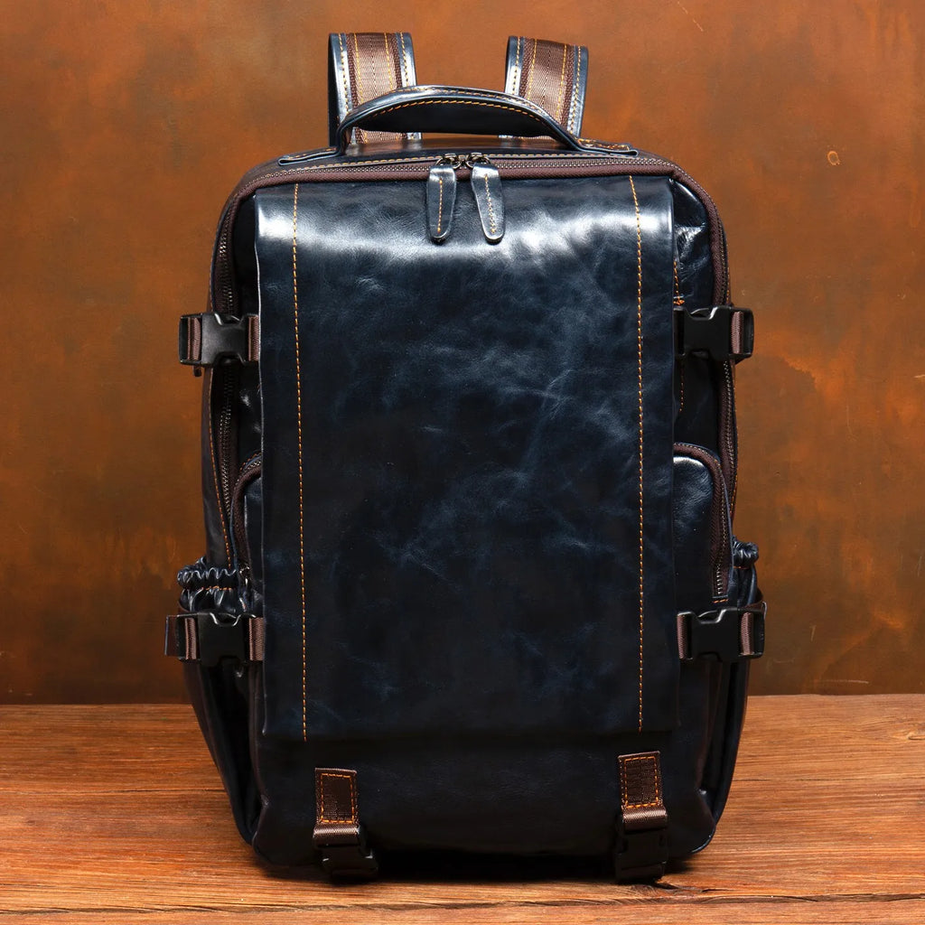 Handmade genuine leather backpack for business and casual