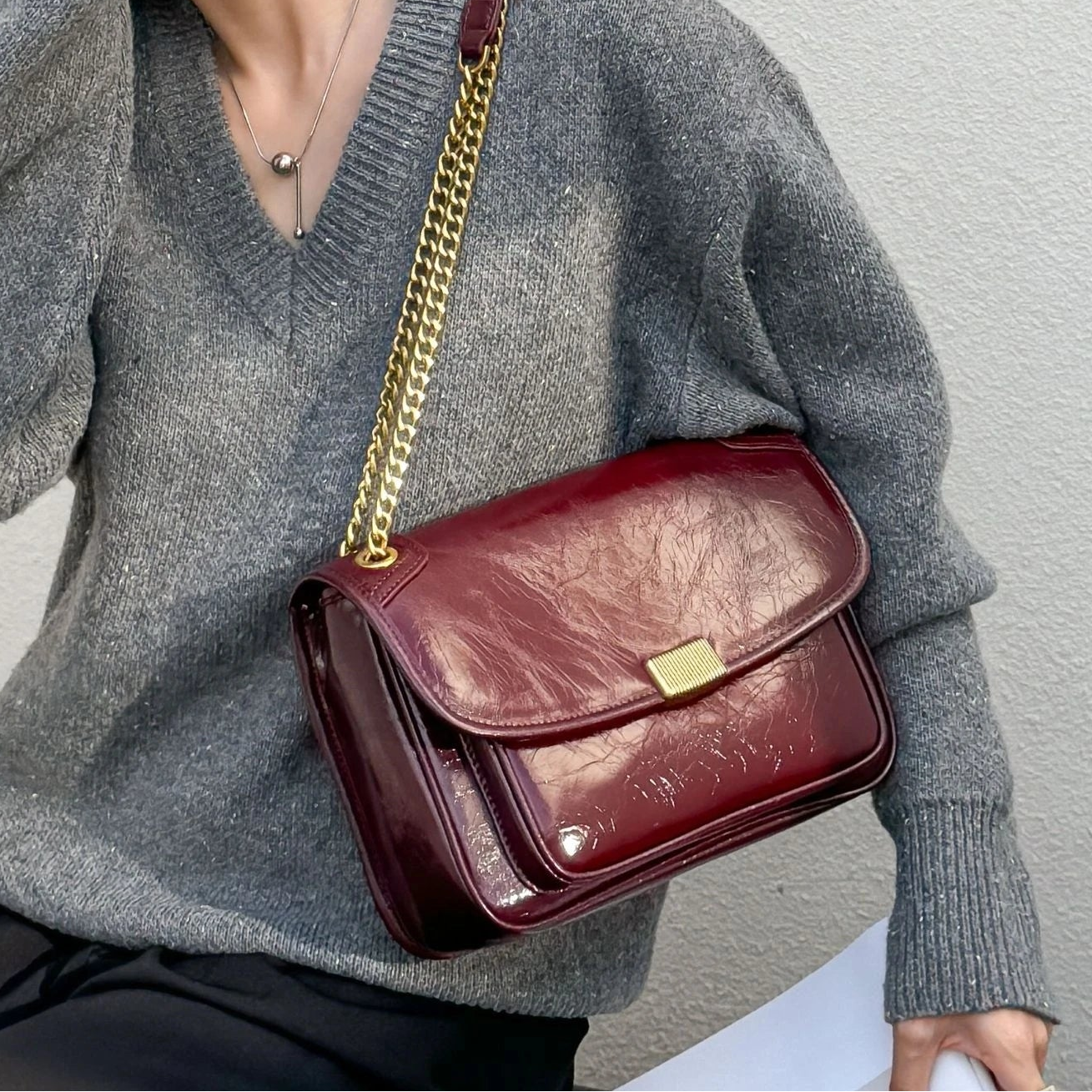Luxury small square shoulder bag women fashion genuine cowhide leather satchel