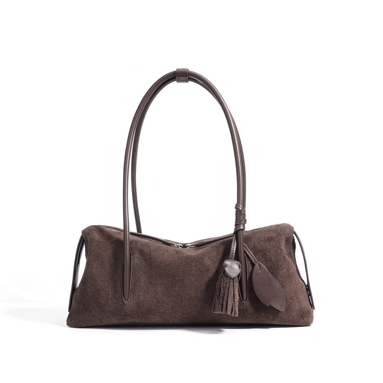 Suede Leather Bag Minimalist Unique Single Shoulder Slouchy Bag