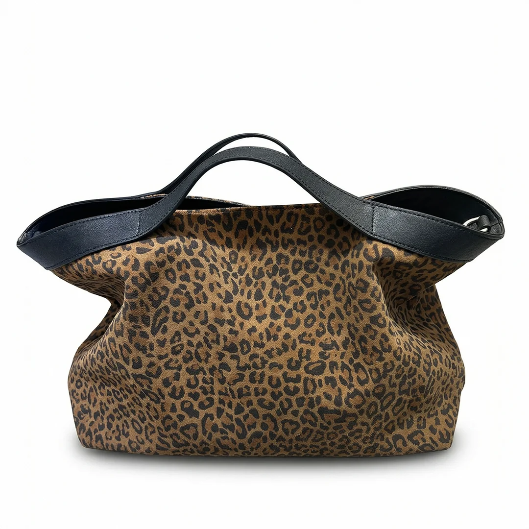 Women's Suede Handbags Leopard Leather Tote Bags