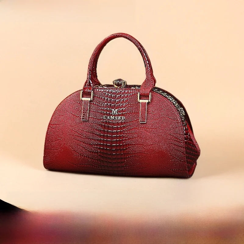 Women's Fashion Crocodile Pattern Shoulder Crossbody Bag Retro Shell Handbag