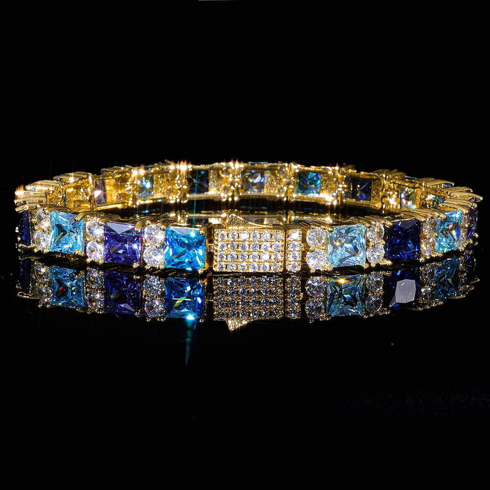 Blue Bracelet Inlaid Sapphire Blue Square Cubic Zirconia