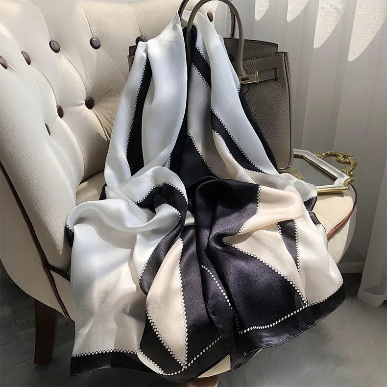 100% Pure Silk Scarf Women Luxury Print Wraps For Ladies
