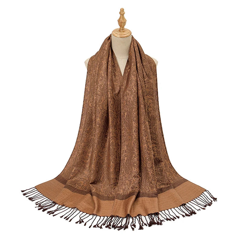Retro Jacquard Paisley Tassel Scarf Cotton Shawls