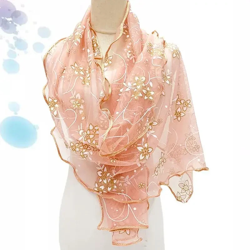 45*175cm  Elegant 2024 Silk Scarf Lightweight Lace Hijab