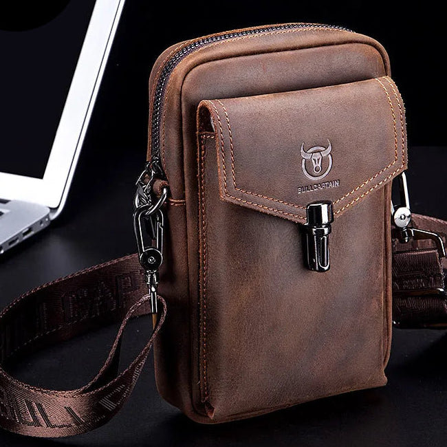 Genuine Leather Multifunctional 7-inch Mobile Phone Bag