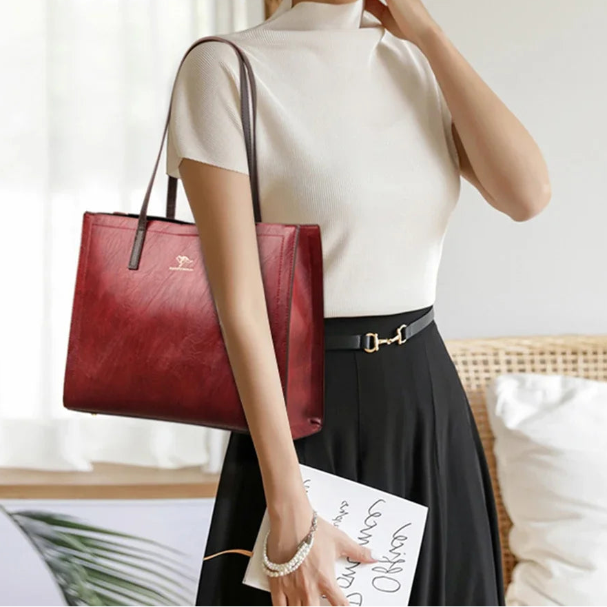 Vintage Large Capacity Shoulder Bag Top-Handle Design