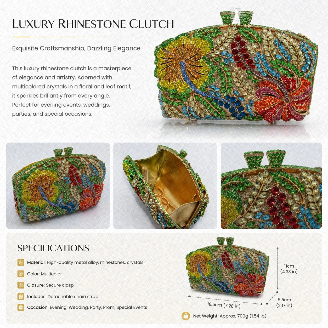 Rhinestone Clutch Crystal Evening Handbag Clutch Purse