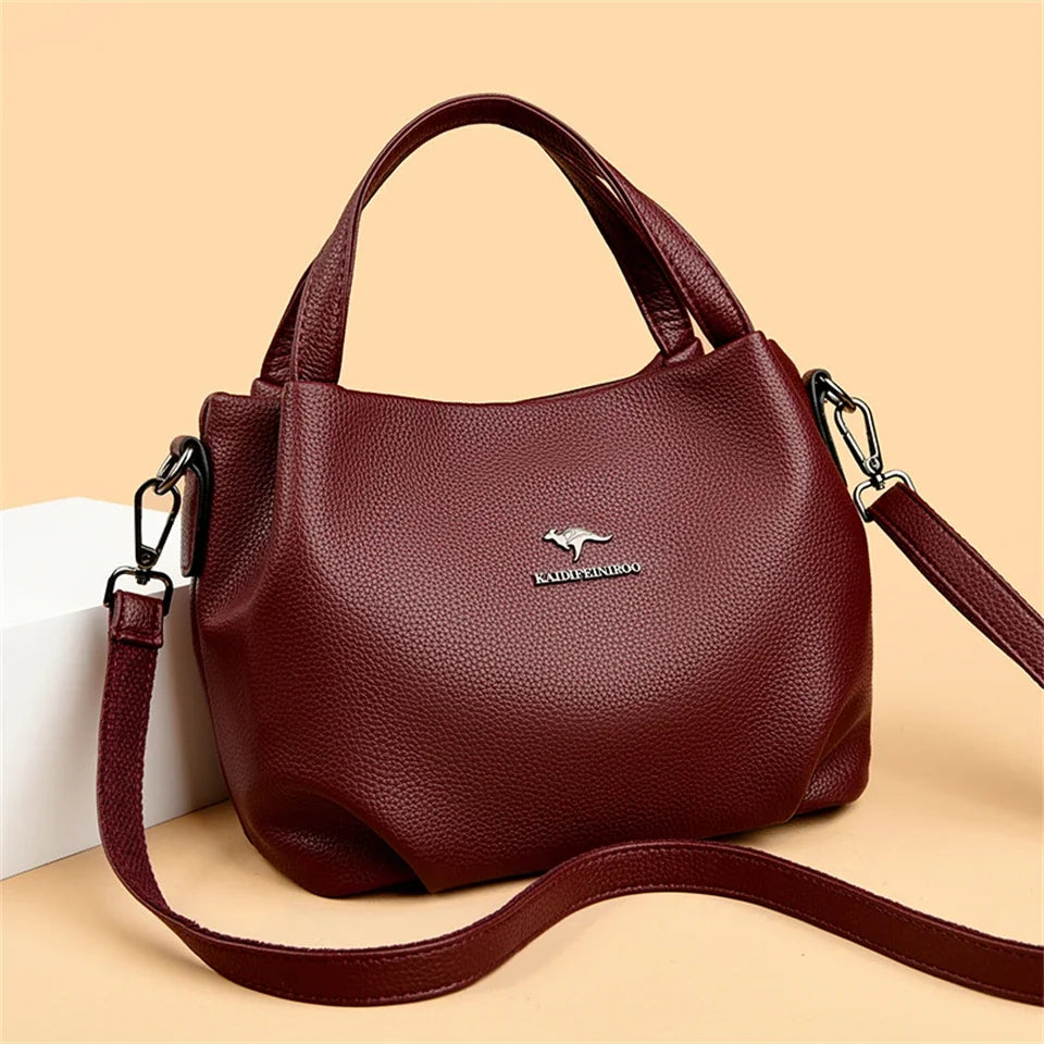 Soft Leather Top-Handle Bags Luxury Designer Handbag Solid Color Ladies Shoulder Bag