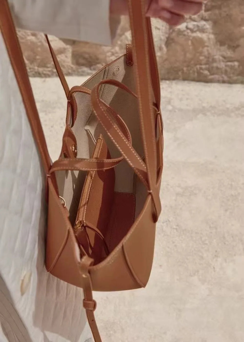 Single-shoulder tote bag genuine leather underarm bag