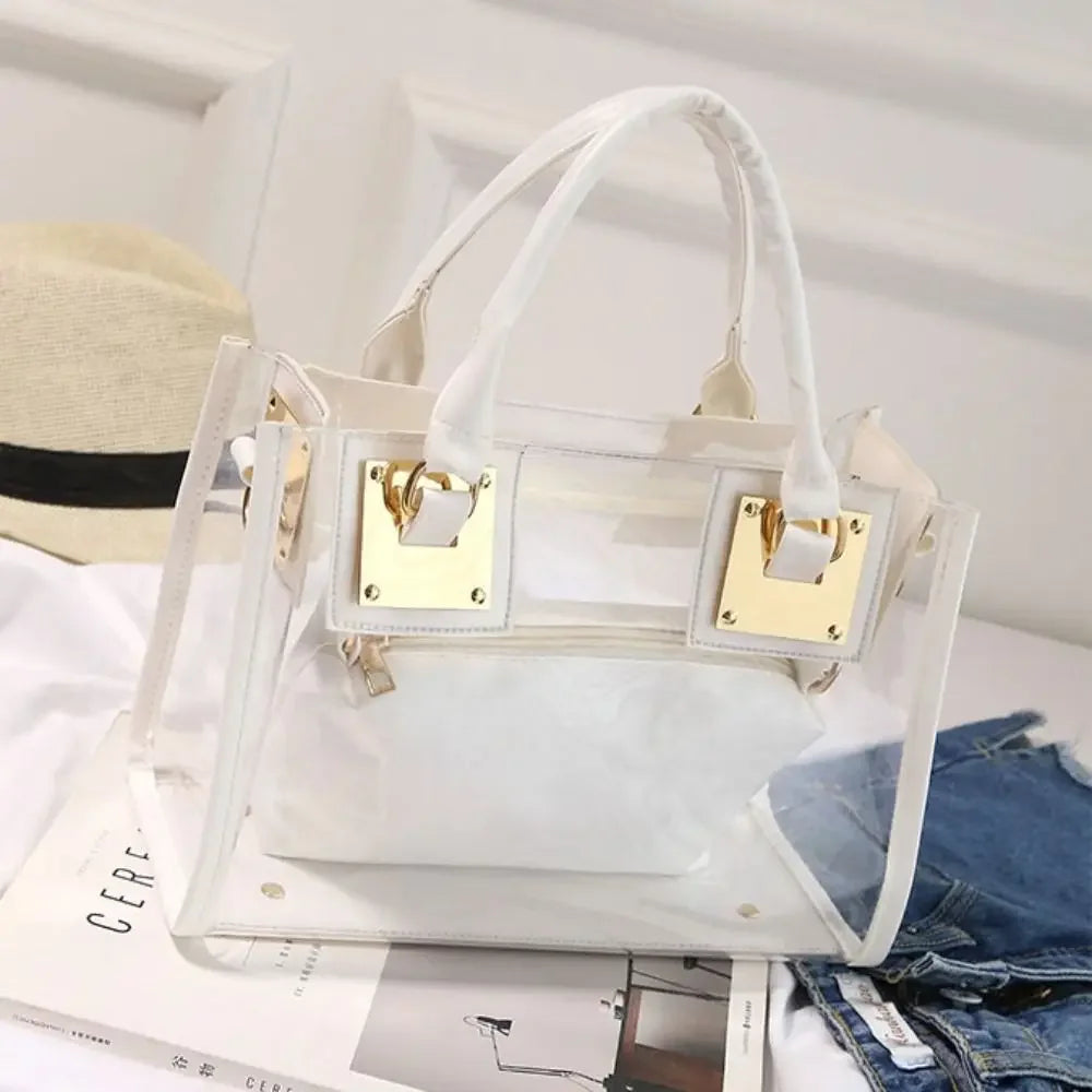 Transparent Jelly Crossbody Bag PVC Designer Square Handbag Large Capacity Bag