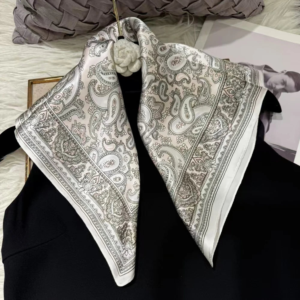 100% Silk Small Square Scarf Neckerchief for Women