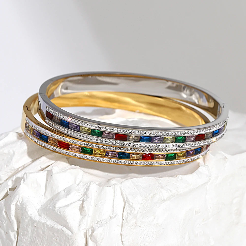 Luxury Colorful Cubic Zirconia Charm Bracelets Jewelry