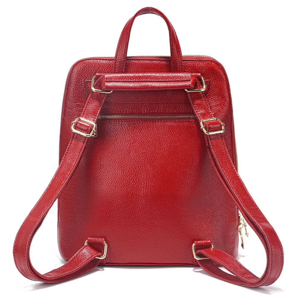 Genuine Leather Backpack Crocodile Pattern Large Capacity