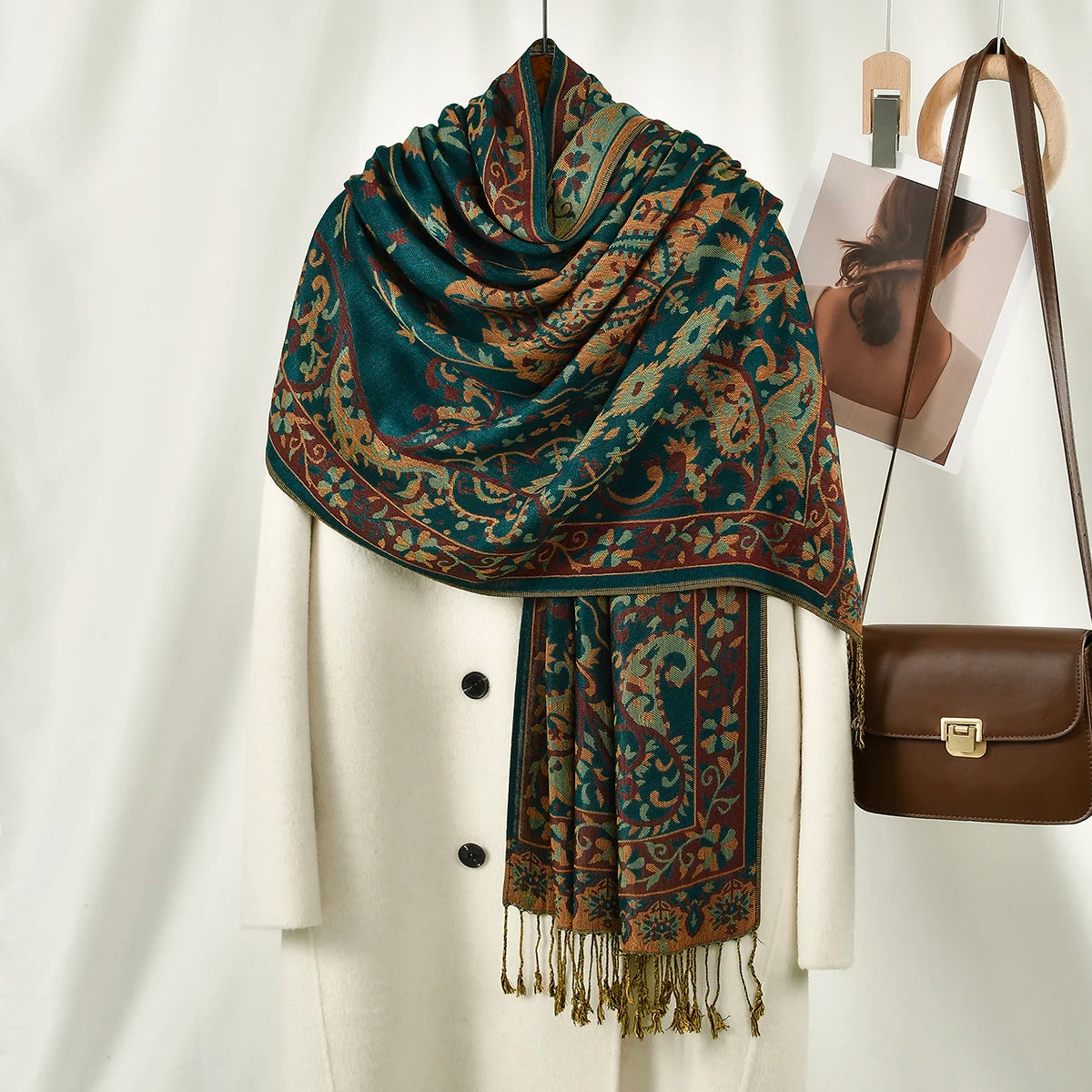 Paisley Embroidery Retro Cashew Cotton Scarf Wraps