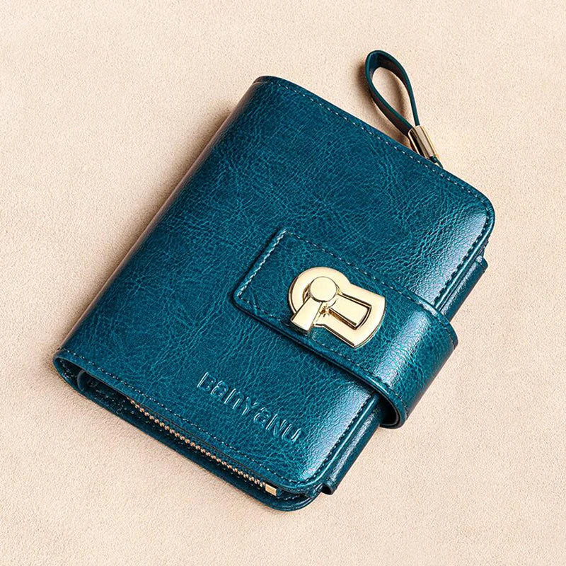 Genuine Leather Purse Wallet Small Zipper Card Holder