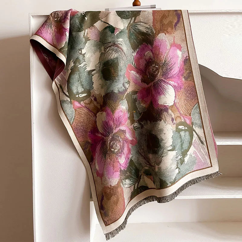 Luxury Flower Cashmere Scarves High Quality Thicken Wrap