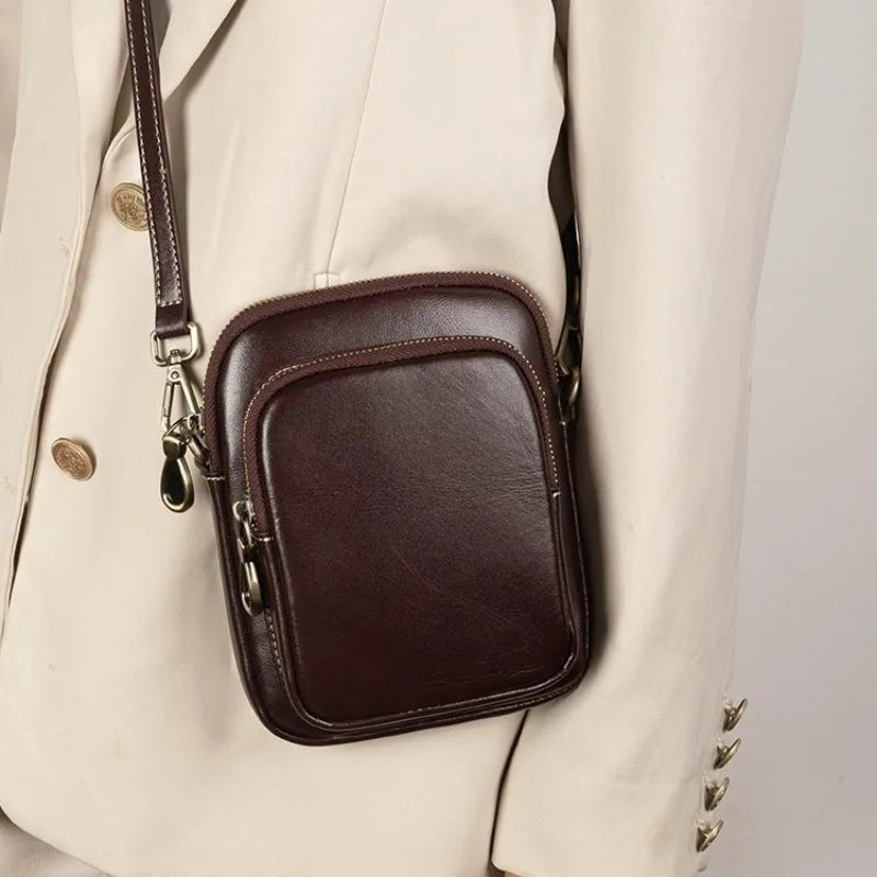Genuine Leather Handbag Trendy Small Bag Vegetable Tanned Cowhide Bag