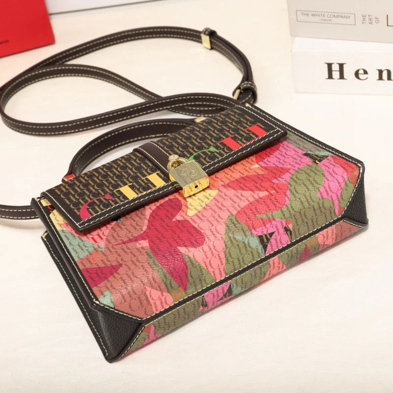 Unisex Tote Bag Versatile Women's Crossbody Shoulder Bag Square Retro Design