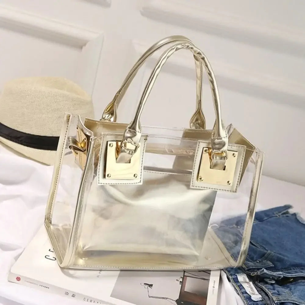 Transparent Jelly Crossbody Bag PVC Designer Square Handbag Large Capacity Bag