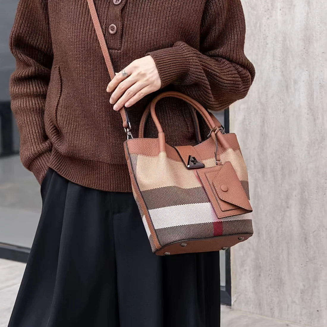 Tote Bag Genuine Leather Canvas Shoulder Bags Fashion Hobo Bags Large Purse