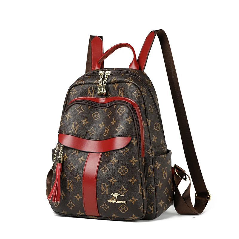 Backpack Designer High Quality Pu Leather Luxury Printed Tassels Large Capacity