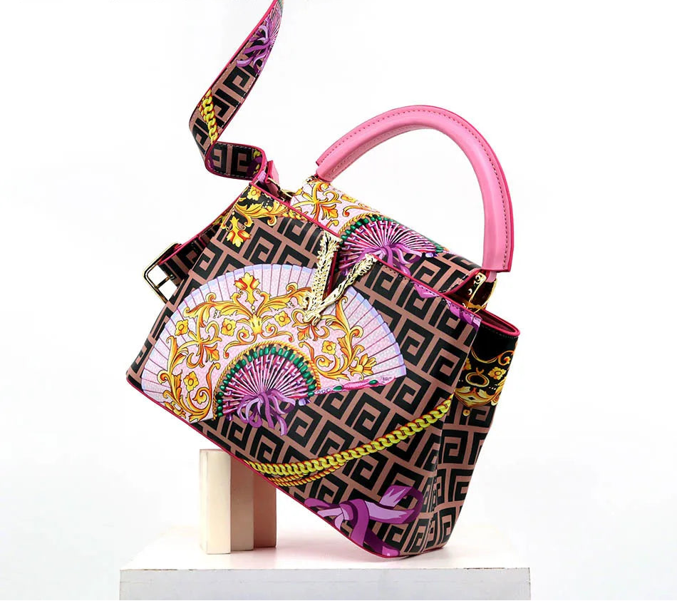 Printed Handbag Microfiber Luxury Elegant Shoulder Crossbody Bag