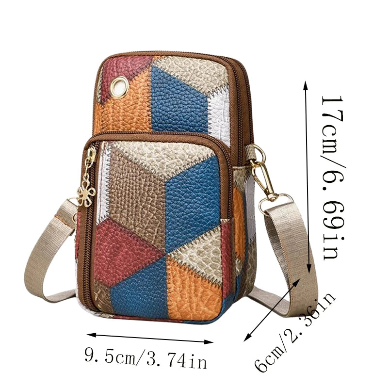 Trendy Diamond Pattern Patchwork Shoulder Bag Women's Multi-zipper Casual Crossbody