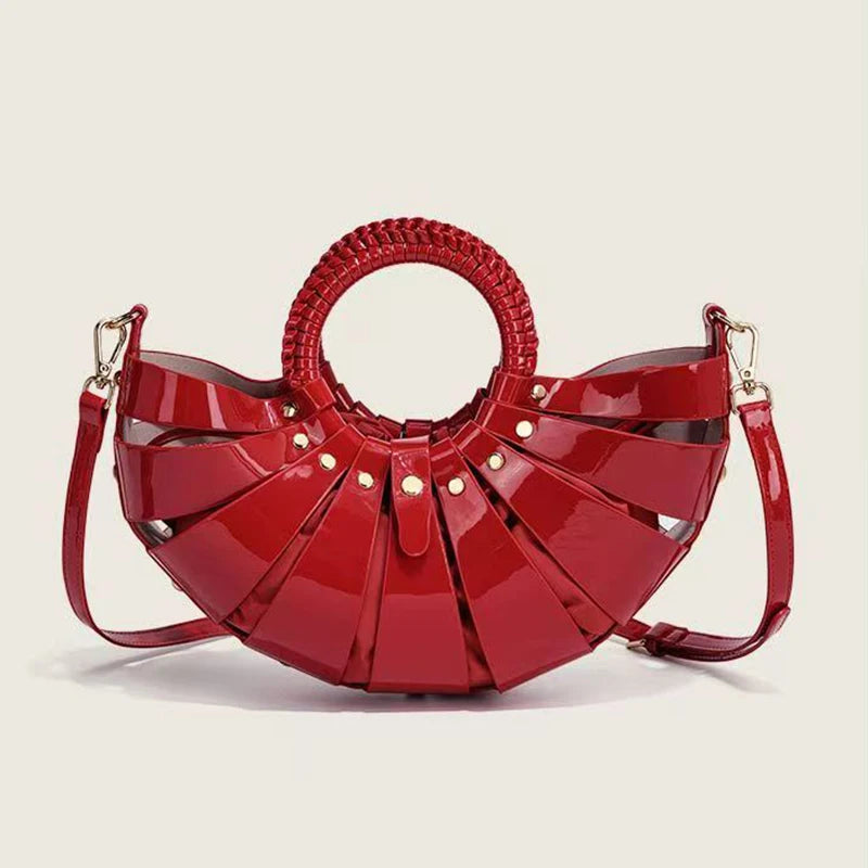 Fashionable ring design crossbody bag hollowed out inner handbag