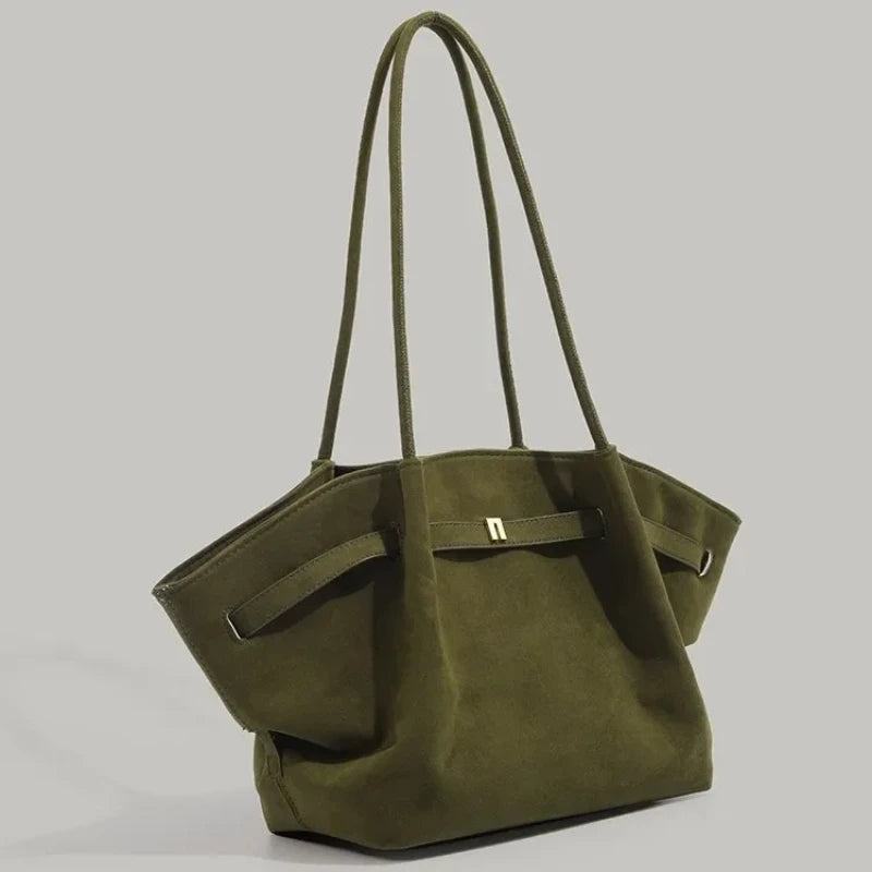 Large Capacity Handbag Chamois Leather Frosted Dumpling Bag High-End Feel Shoulder Bag