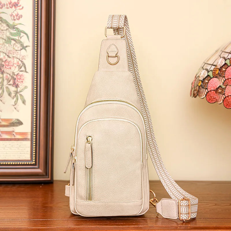 Retro Style Women's Fashion Chest Bag Multilayer Large Capacity Shoulder Bags