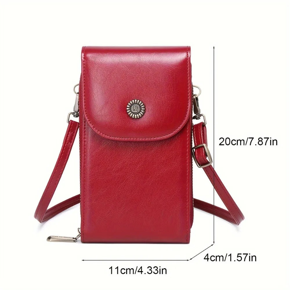 Crossbody Phone Wallet Soft Leather Wallets Vintage Cell Phone Purse Versatile