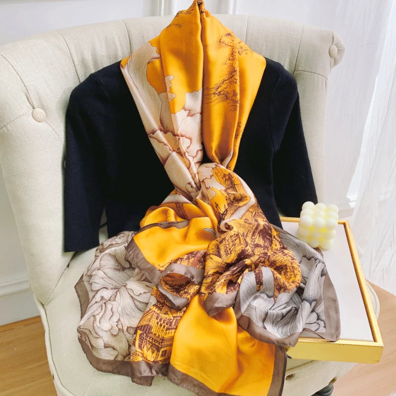 180*90cm Luxury Brand Women Scarf Summer Silk Shawl Lady Wrap Soft Design