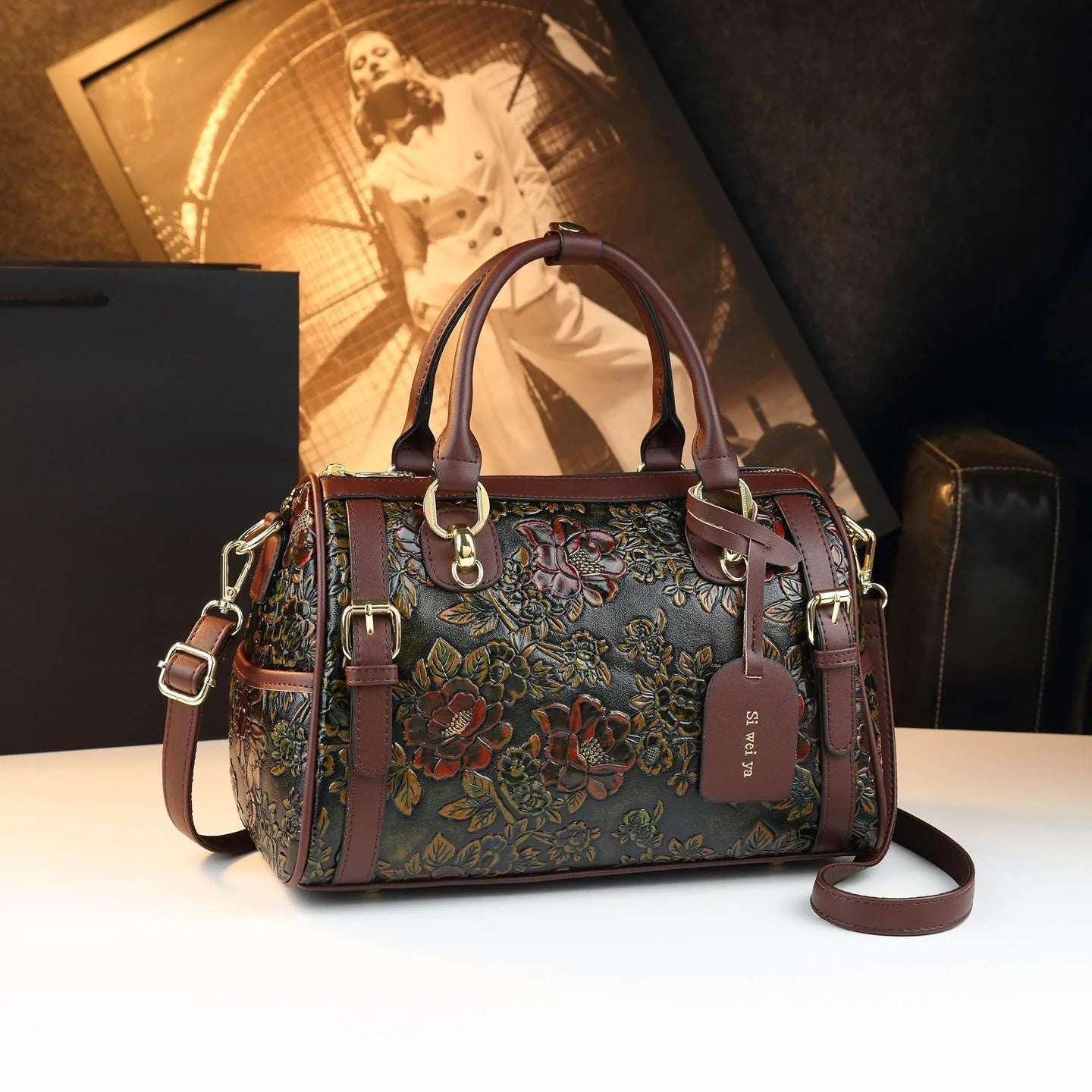 Fashion Retro Model Large Capacity Boston Pillow Handbag
