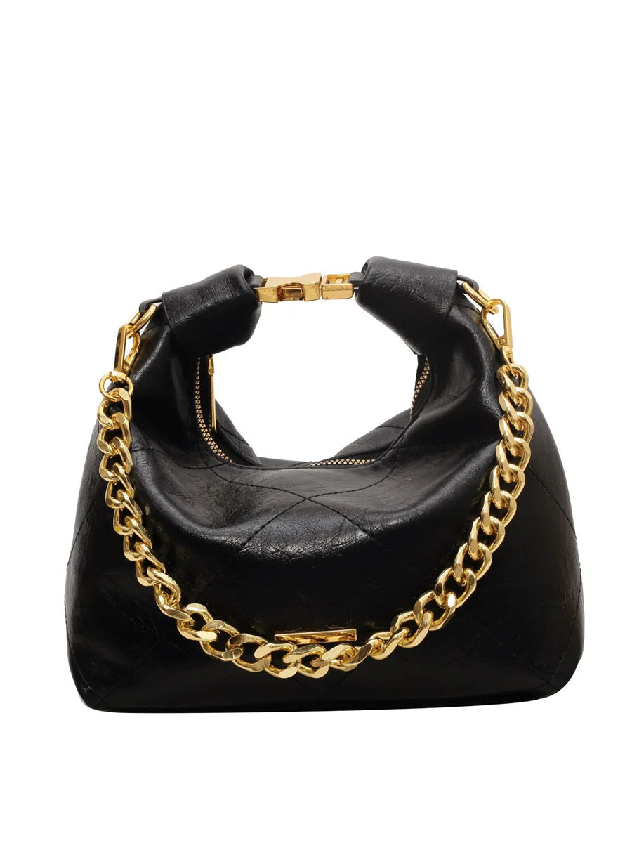 Luxury Designer Lock Chain PU Plaid Quilted Handbag
