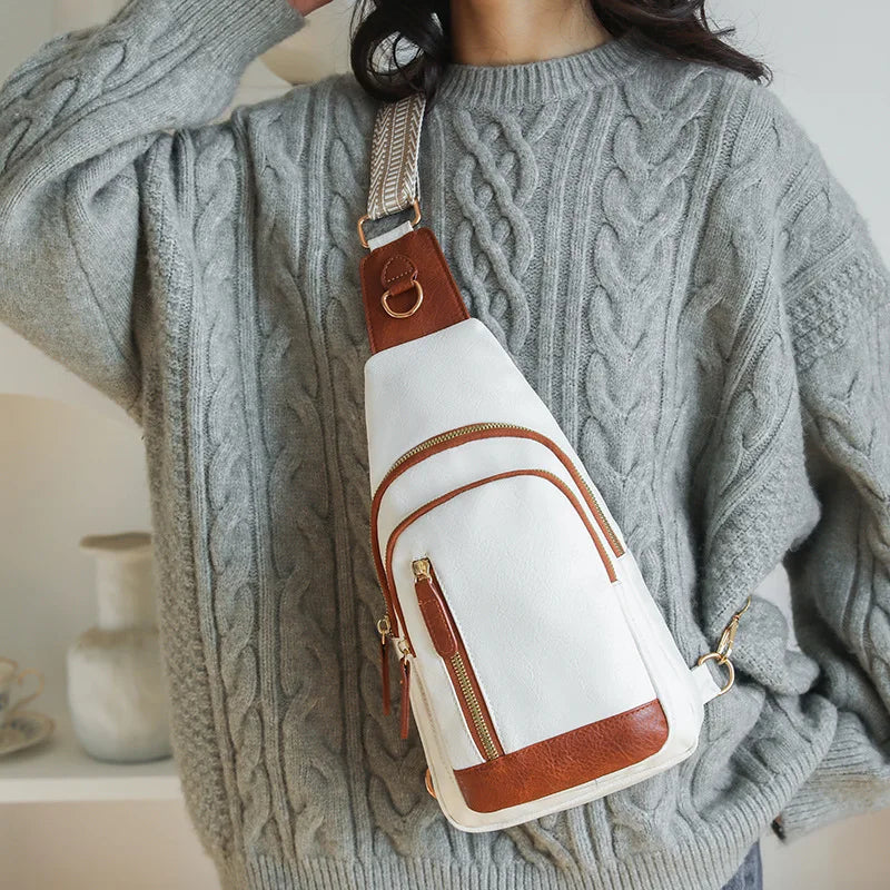 Retro Style Women's Fashion Chest Bag Multilayer Large Capacity Shoulder Bags