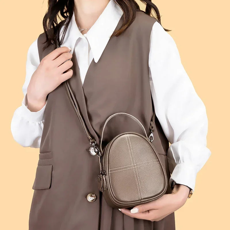 Fashionable High-end Texture Crossbody Bag Genuine Leather Mini Mobile Phone Bag