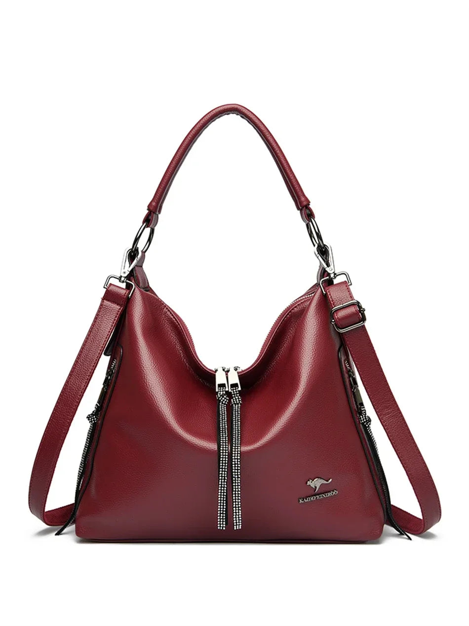 High Quality Leather Shoulder Bag Top-handle Casual Large Capacity Messenger Bag