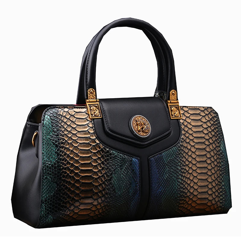 Fashionable Crocodile Pattern Leather Bag Large Capacity Handbag Stylish Bag