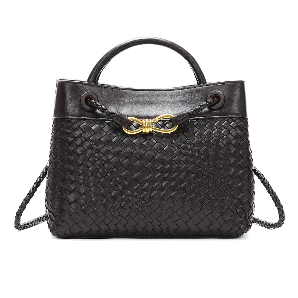 Woven Tote Crossbody Shoulder Handbag Design Top Handle Purse