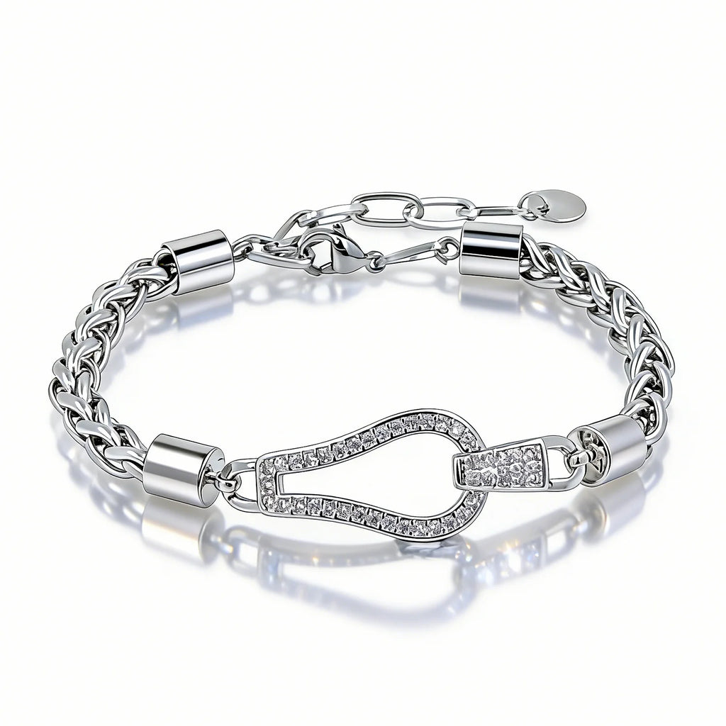 Cubic Zirconia Hollow Geometric Bracelet Braided Adjustable Chain