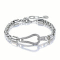 Cubic Zirconia Hollow Geometric Bracelet Braided Adjustable Chain
