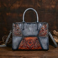 Embossed Splicing Retro Bag Portable Messenger Package Fashion Flowers Pack