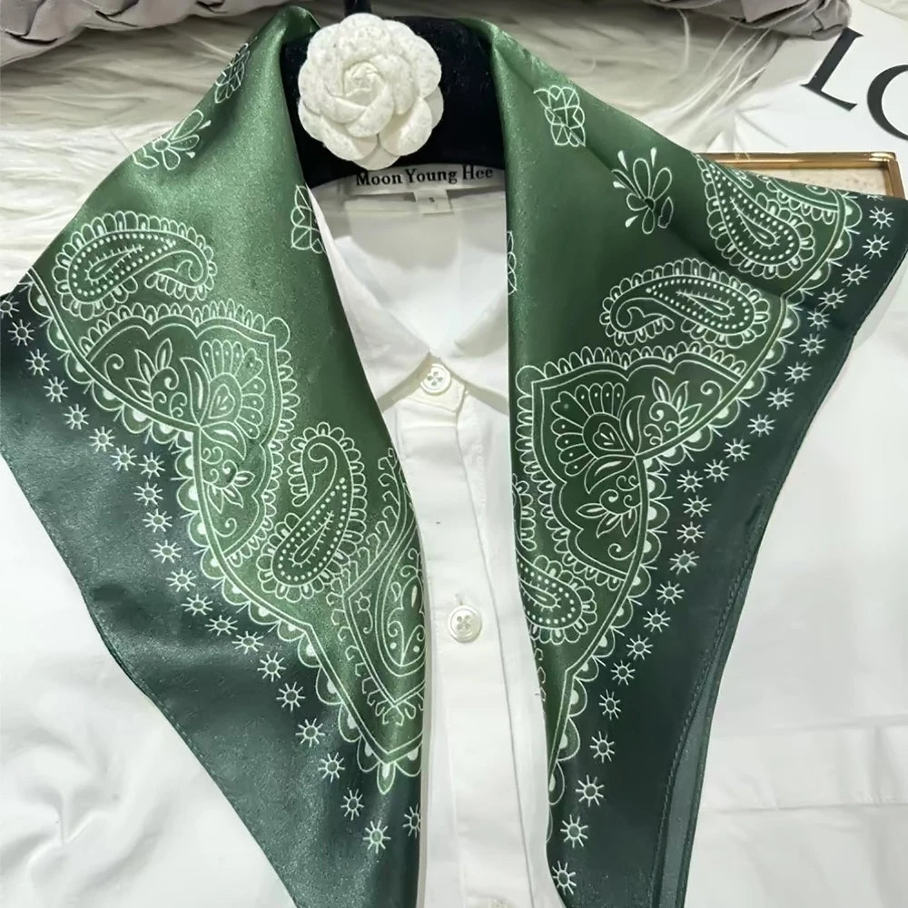 100% Silk Small Square Scarf Neckerchief for Women