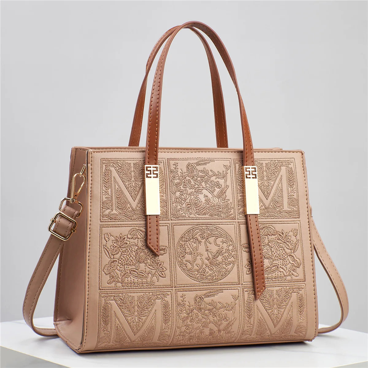 Embroidered Fashionable Handbag Square Single Shoulder PU Leather Crossbody Bag